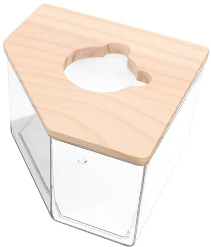 ASAKKURA Sandbadebox für Hamster Transparent aus Acryt mit Holzdeckel und Multifunktional als Toilette oder Buddelspielzeug für Kleintiere Wie Rennmäuse und Lemminge