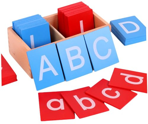 BEAHING Alphabet Flash Cards, Sandpaper Letters Montessori Educational Wooden ABC for Kids