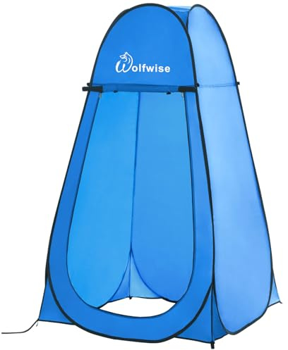 WolfWise Pop Up Tält, Campingtoalett, Duschtält, Omklädningshytt för Camping, Skydd för Utomhus- och Inomhusbruk, Bärbar, 100 * 100 * 190cm, Blå
