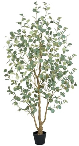 Keeplush 6FT Artificial Eucalyptus Tree Indoor, Faux Eucalyptus Tree with 636 Silk Leaves, Tall Fake Tree - Artificial Tree Indoor for Living Room Office Bedroom Home Decor