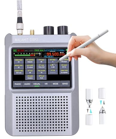 Receptor de Radio Malachite DSP2 SDR V2.4, 10 kHz-380 MHz y 404 MHz-2 GHz, Am, SSB, DSB, CW, NFM, WFM, Air, FT8, RTTY, función de decodificador, reducción de Ruido con batería de 5000 mAh
