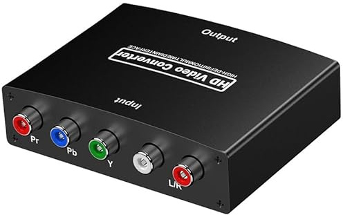 YPbPr - Convertitore HDMI, adattatore da componente a HDMI con ingresso audio L/R, supporto HD 1080p per PS2, Xbox, TV Box, lettore Blu-ray, Component AV a HDMI per vecchi dispositivi a monitor HDTV