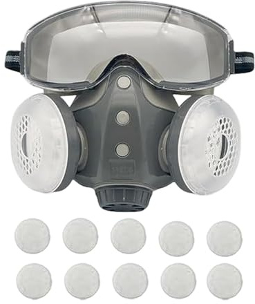 Full Face Respirator Masque, Protective Filter Goggles, Integrated Safety with Design, Industrial Respirator with Adjustable Straps, Face with Multi Layer Protection for Welding Painting