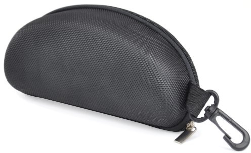 TRIXES Hartschalenetui für Brillen und Sonnenbrillen – Schwarz | Schützen Sie Ihre Brille auf Reisen – Mit Reißverschluss – Dank Karabiner einfach an Taschen befestigen – Mikrofaserfutter