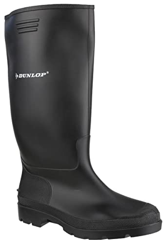 DUNLOP Unisex Wellingtons Boots Ladies Women Mens Wellies Fully Waterproof Snow Rain Muck Outdoor Mud Shoes Welly (Black, 8)