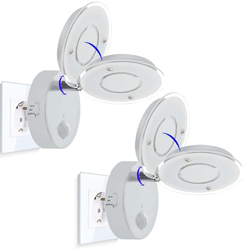 Trango 2er Pack 2636-026 LED Sensor Nachtlicht *NITE* in Weiß mit Automatikfunktion direkt 230V mit Bewegungssensor I Sicherheitslicht I Steckdose Lampe I Wandlampe I Orientierungslicht I Nachtlampe