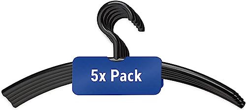 MAUL Kleiderbügel aus Kunststoff | moderne Kunststoff Kleiderbügel in edlem Design | stabile und belastbare Aufhänger für Jacken, Hemden und Hosen | Schwarz | 5-er Set