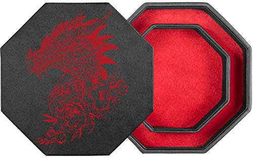 shibby Würfelbrett mit Würfel-Ablage und Deckel für alle Tabletop Spiele - 23,5cm floral M8-2 (rot)