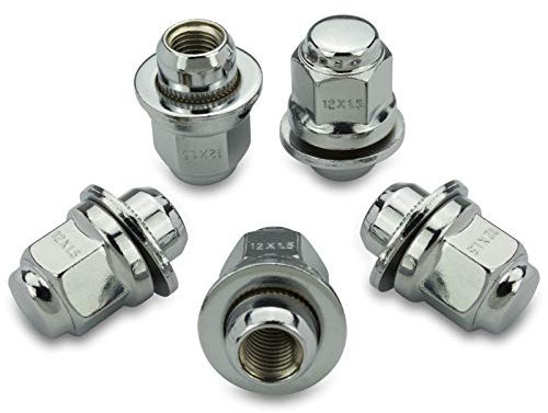 HASKYY - Tuercas para ruedas (20 unidades, cromadas, M12 x 1,5 x 37,5 mm)