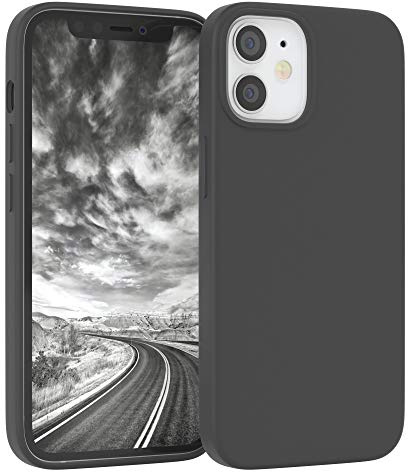 EAZY CASE Premium Silikon Handyhülle kompatibel mit iPhone 12 Mini Slimcover mit Kameraschutz und Innenfutter, Silikonhülle, Schutzhülle, Bumper, Handy Case, Hülle, Softcase, Dunkelgrau