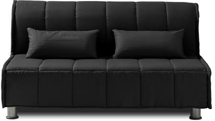 EVERGREENWEB Divano Letto 3 Posti con Materasso Matrimoniale 160x190 Ortopedico, Prontoletto RICHIUDIBILE con Rivestimento SFODERABILE e Lavabile, Coppia Cuscini SUPERSOFT Abbinati color Nero, EVENING