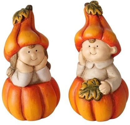 RiloStore 2 STK KÜRBIS Terrakotta Kürbiskind b986 DEKO Kürbisse Größe 11x7cm Deko Halloween Herbstdeko Dekokürbis Dekoobjekt Tischdeko Dekofrüchte