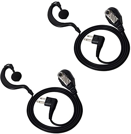 UAYESOK G-Form-Ohrhörer Polizei-Sicherheits-Walkie-Talkie-Headset mit PTT-Mikrofon für 2-poliges Motorola CP040 CP140 Hytera Midland Funkgerät (2 Stück)
