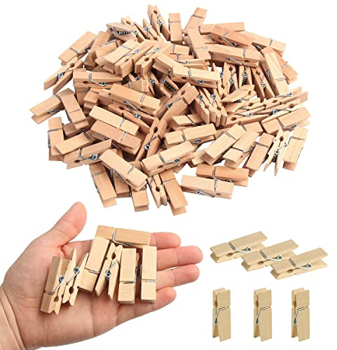 KIMOBER 1.77Inch Wide Wooden Clothespins,Sturdy Natural Wooden Craft Peg Pins Clips for Hanging Photos,Paper Crafts,100PCS