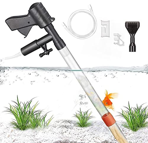 HWGING 5 in 1 Aquarium Mulmsauger Aquarium Vakuum Kies Reiniger Fischbecken Reinigungswerkzeuge Hand Absauger Aquarium Kies Reiniger