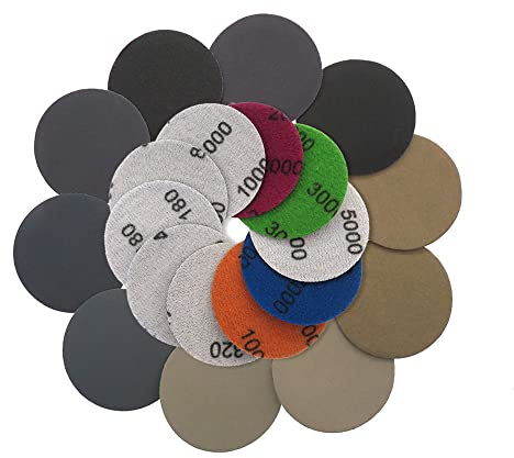 50pcs 2 Disques Ponçage Sèche Humide 50mm Grain 3000-10000 Crochet Boucle | Grain 3000/4000/5000/7000/10000