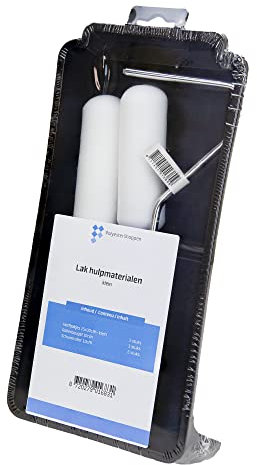 POLYESTERSHOPPEN.NL - 4-teiliges Hilfsmaterial-Set zum Lackieren - Lackset - Hilfsmittel - Pinsel - Schalen – Schaumstoffe – Schaumstoff-Farbroller und Schalenset – Farbhalter – Lackierset