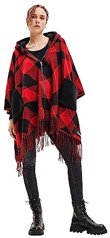 Desigual Women's Poncho_CHECKYS ARENAL/Z, Black, One Size