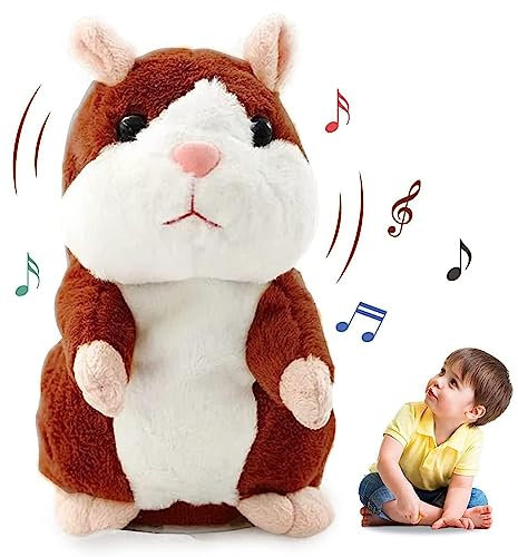 Sunshine smile Sprechende Hamster Wiederholt, Sprechender Spielzeug, Talking Plüschtier Elektronische, Kinder Stofftiere, Plüsch, Maus Stofftier, Record Interaktives für Baby Kids, Dunkelbraun