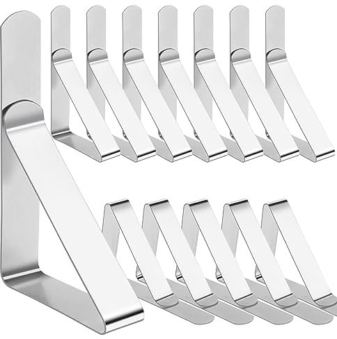 selizo12 Stück Tischtuchklammern Edelstahl, Tischdeckenklammer Tischabdeckungsklemmen für Innen- und draußen,tischklammern für Picknicks, Partys, Hochzeiten, Abendessen, Schulen