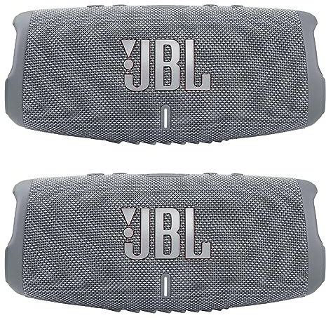 JBL Charge 5 - Enceinte Bluetooth portable étanche - Gris/gris (paire)