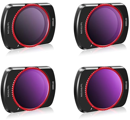 STARTRC NDPL Filterset für DJI Osmo Pocket 3 Creator Combo Zubehör - 4er Pack ND/PL16,ND/PL 32,ND/PL 64,ND/PL256 (magnetisch)(Aluminium Version)