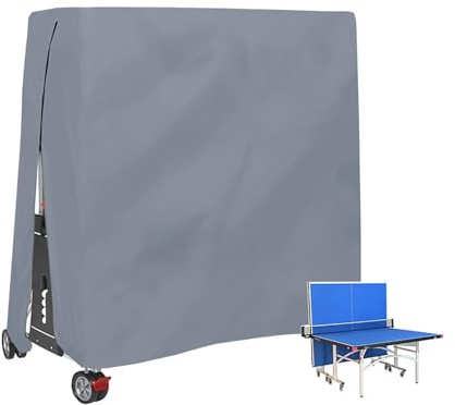 Funda para mesa de ping pong, impermeable Oxford 210D, cubierta de ping pong resistente a la intemperie, con cordón a prueba de viento, funda protectora resistente al desgarro para interior y gris,