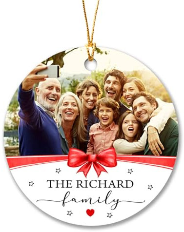 Christbaumschmuck Keramik Weihnachtsanhänger Anhänger Weihnachtsbaumschmuck Hängende Ornamente Weihnachtsdeko Personalisierte Familie Mit Foto, Individuelles Bild, Name, 2023,