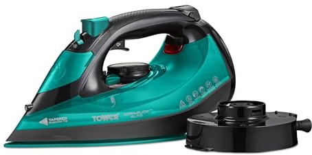 Tower T22022TL Ceraglide 360° Cord/Cordless Steam Iron with Rapid Heat-Up and Recharge, 2800W, Black and Teal