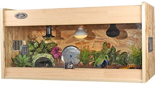 BGFYUSF Terrarium, Zuchtbox, Terrarium-Tank, Lebensraum für Reptilien aus Holz, Amphibienkäfig, Eidechsen, Schildkröten, Schlangen, Tankbox, Versteck, Glasbox (braun, 60 x 40 x 40 cm)