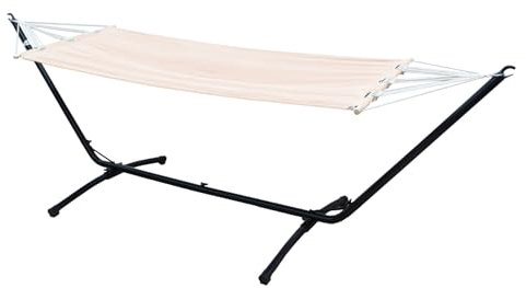 AMANKA Hamaca Jardin con Soporte - 310cm Amaca con Base hasta 120kg - 190x80cm Tela Amaca Jardin Exterior Adultos - Hamaca Balancin Jardin Exterior - Estructura Hamaca - Hamacas Colgantes con Soporte