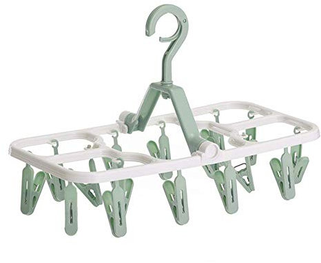 Generico Portasciugamano Portasciugamani Pieghevole da Appendere Calzini Intimi per Balcone Possono Essere ruotati Guanti in plastica Antivento per Bambini Verde 16 mollette