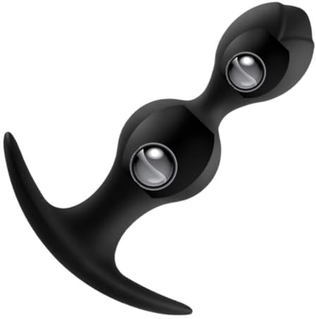 Silicone Anal Beads Butt Plug（2 Steel Balls Included） Hollow Inner Rotating Ball Anal Beads Sex Butt Plug Weight Trainer Toy for Women Men Sex Toys