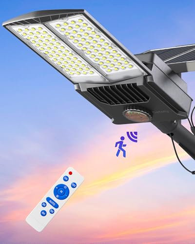 Gefolly SL-7500W LED Solar Straßenlaterne mit Fernbedienung -400000LM Solar Wandleuchte Aussen Dämmerung bis zum Morgengrauen, IP67 Wasserdicht 6500K LED Außenlampe für Gärten Straßen Garage