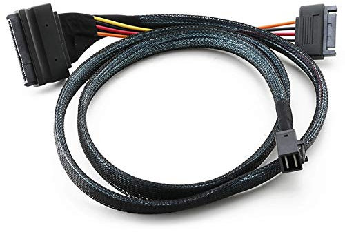 Wisboey 0.5M/1.5Ft Mini SAS SFF 8643 to U.2 SFF-8639 Cable with 15 Pin Female Connector SSD Power Cable Wire 12Gb/S