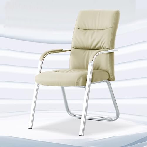 CLLXDZ Konferenzstuhl, Bequeme besucherstuhl mit gepolsterter Armlehne und Schlittenfuß for Konferenz Wartezimmer zu Hause(Beige)