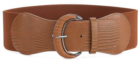 VONMELLI Ampie Cintura Elastica Donna Vintage Cintura Donna con Fibbia per Abiti Cinture Regolabile Elastiche Elegante Alla Moda Retrò Cinture Elastica per Vestito Soprabito Jeans Marrone XL