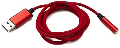 System-S Câble audio USB - 100 cm - Jack 3,5 mm femelle vers 2.0 type A mâle - Adaptateur AUX tressé - Rouge