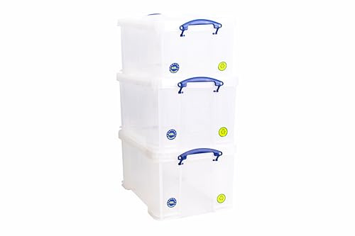 Really Useful Box Plastic Storage 48 Litre Clear (Pack Of 3)