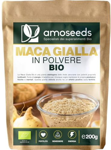 Maca Gialla Peruviana BIO 200G | 100% radice di Maca Gialla del Perù | Fertilità, Rinvigorente, Menopausa | 100% Pura e Naturale | Qualità Superiore