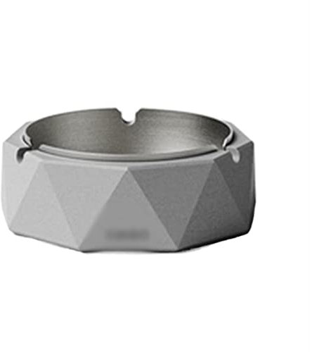 Aschenbecher Flacher Polygonaler Zement-Edelstahl-Aschenbecher, winddichter Wohnzimmer-Arbeitszimmer-Polygonal-Aschenbecher, Hotel-Café-Zigaretten-Zigarren-Aschenbecher Windaschenbecher(Grigio)