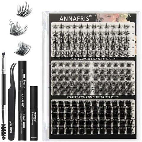 ANNAFRIS Ciglia Finte Ciuffetti Kit Naturali DIY Extension Ciglia Cluster Lashes(B JS13+W02+JS09)