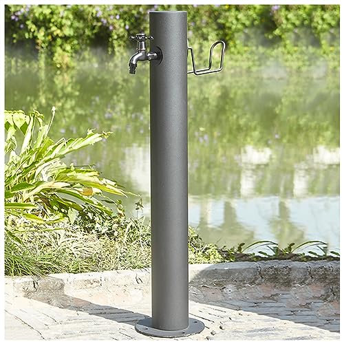 WDSOPK Fuente De Columna De Agua para Jardín con Grifo para Exterior, Soporte para Manguera De Agua para Hidrante De Patio Anticongelante, Grifo De Manguera para Monta（with 2 Faucet-20.5×86Cm）
