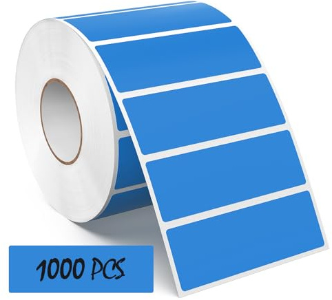 Meitaat 1 000 stycken blå rektangulära klistermärken 76 x 25 mm färgkodning självhäftande etiketter flyttbar rulle avtagbar