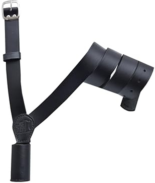 Black Genuine Leather Flag pole Holder Cross Belt Unisex Free Size Left or Right Shoulder Options Adjustable Strap Parade, Ceremonial, Military, Scout Use