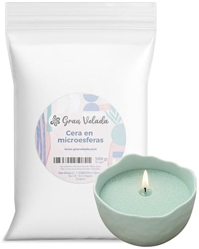 Gran Velada - Cera en Microesferas 1 kg | Vegetal de Palma | Para Velas en Vaso y Efecto Nieve | Fácil de Usar y Colorear