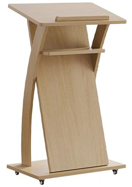 Acivirdde Wheeled Portable Lectern, Solid Wood Floor-Standing Platform, Suitable for Churches, Portable Lecterns, and Conference Room Reception Desks. (A)