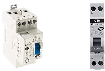 Zenitech - Interrupteur Différentiel 40A 30mA Type AC NF pour Protection des Personnes + Disjoncteur Phase Neutre 10A NF - pour Tableau Électrique Résidentiel et Rénovation