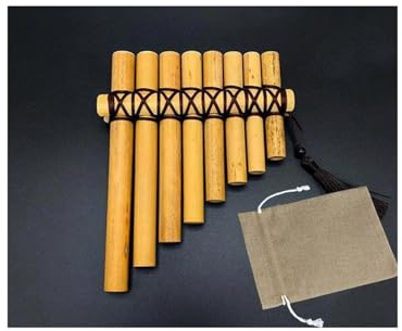 Bambus C Panflöte DIY Holzblasinstrument Traditionelles 8 Rohr(Brown line)