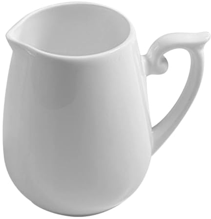 LALADEFIEE Bricco per Latte in Ceramica Bianco 160ml Manico Resistente e Design Moderno per Bar e Ristoranti